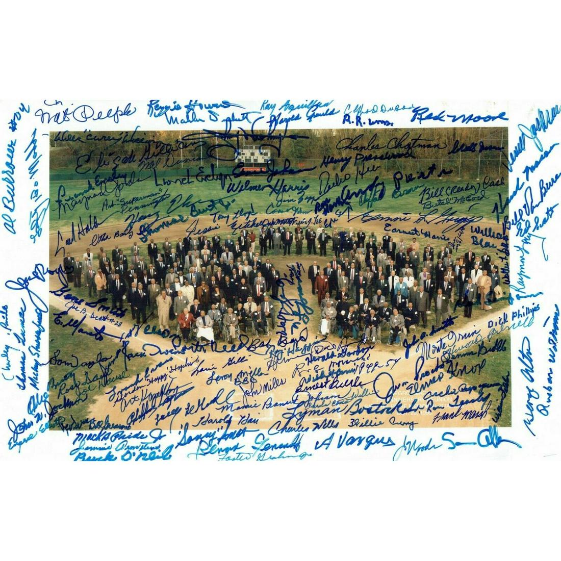 RARE Negro Baseball League Players 114 Signatures Photo @ 1995 Satchel Paige Stadium (PSA LOA) (1 of 3)