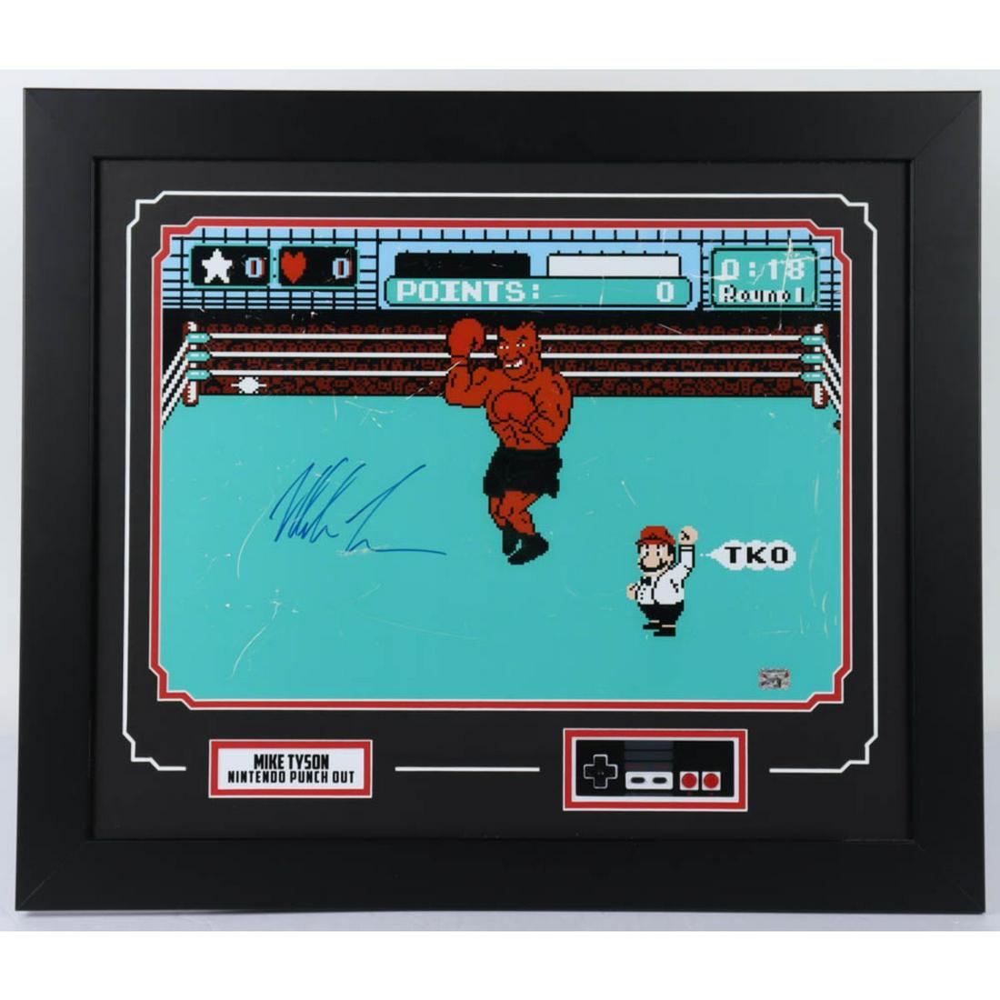 Mike Tyson Signed "Punch-Out!!" 23.5x27.5 Custom Framed Photo Display with Replica Controller (1 of 1)