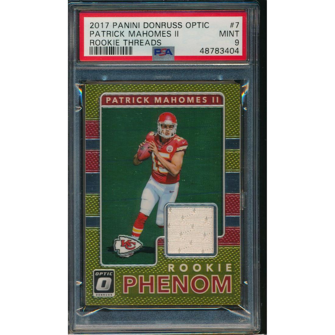 2017 Donruss Optic Rookie Threads #7 Patrick Mahomes II RC PSA 9 (1 of 2)