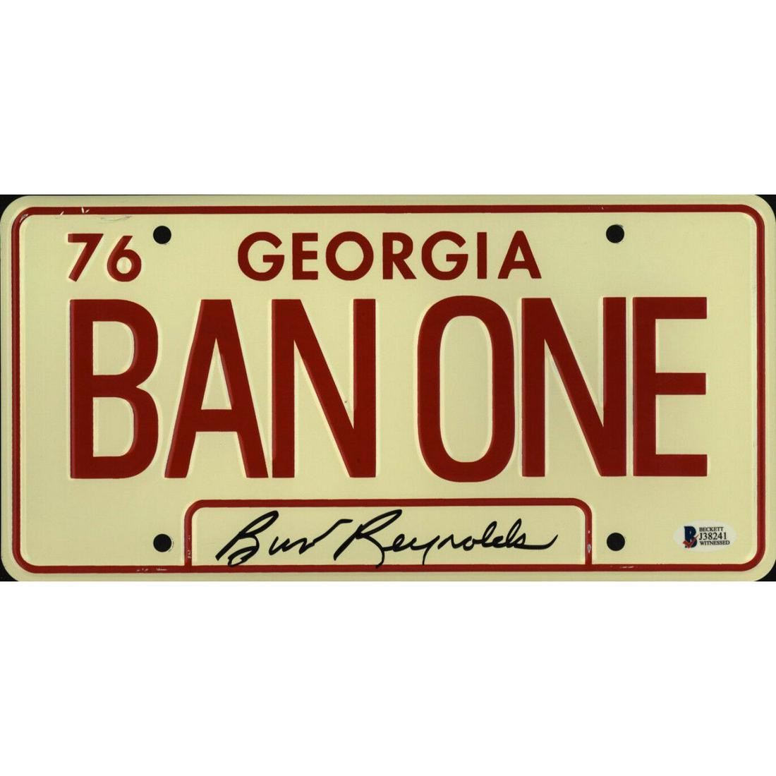 Burt Reynolds Autographed BAN ONE Georgia Smokey Bandit License Plate (BAS COA) (1 of 1)
