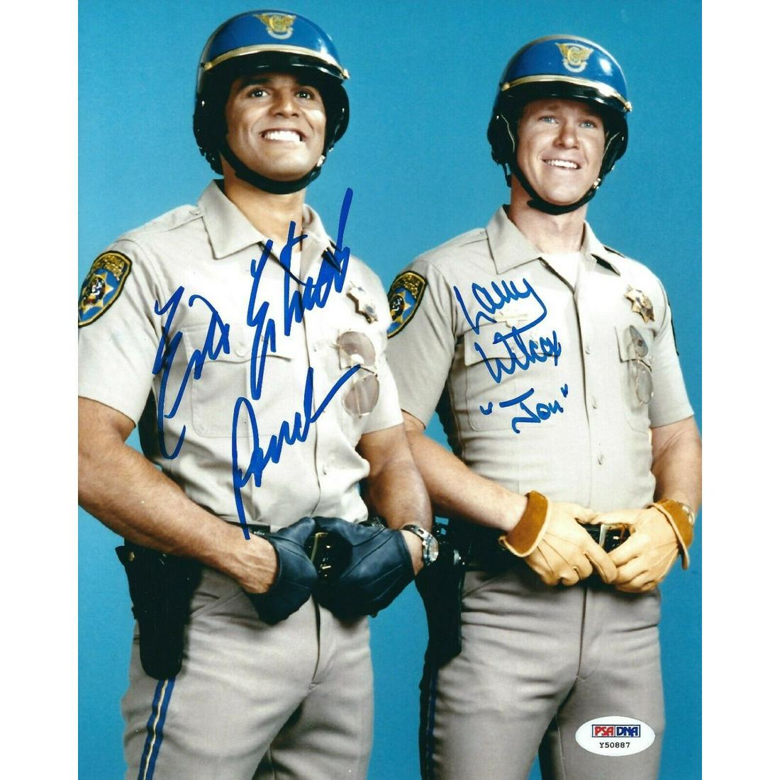 Erik Estrada & Larry Wilcox Signed 'Chips' 8x10 Photo "Ponch/Jon" PSA COA (1 of 1)