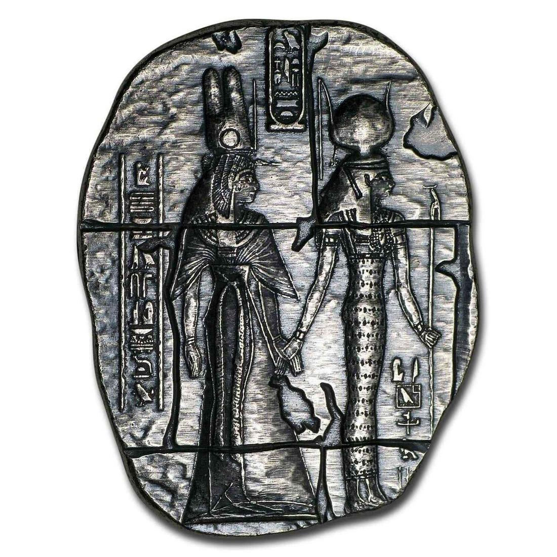 2 oz Hand Poured Silver Relic Bar Egyptian Goddesses (1 of 3)