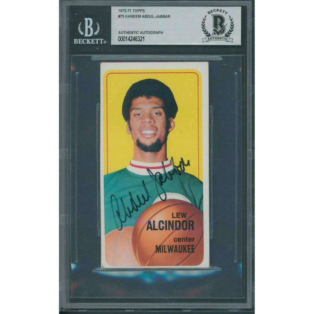 1970/71 Topps #75 Kareem Abdul-Jabbar Beckett Authentic (1 of 1)