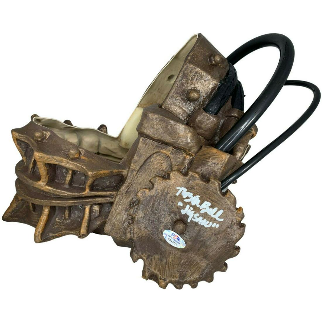 Tobin Bell Signed Inscribed Jigsaw Bear Claw Trap Mask (PSA COA): Tobin Bell Signed Inscribed Jigsaw Bear Claw Trap Mask (PSA COA)