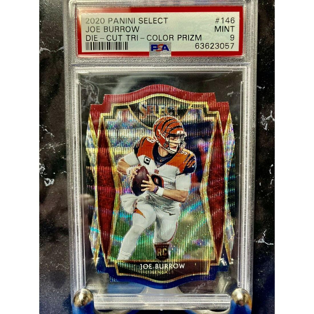 2020 Joe Burrow Panini Select Die Cut Tri-Color Prizm Rookie Card PSA 9 (1 of 2)