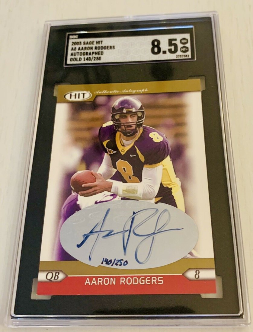 2005 GOLD SAGE HIT AARON RODGERS AUTO RC /250 SGC 8.5 (1 of 2)