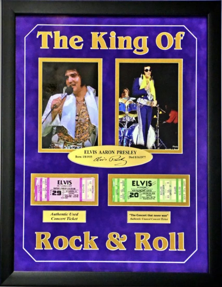 Elvis Presley Authentic Tickets Collage Framed Facsimilie Autograph Rare #D/25 (1 of 1)