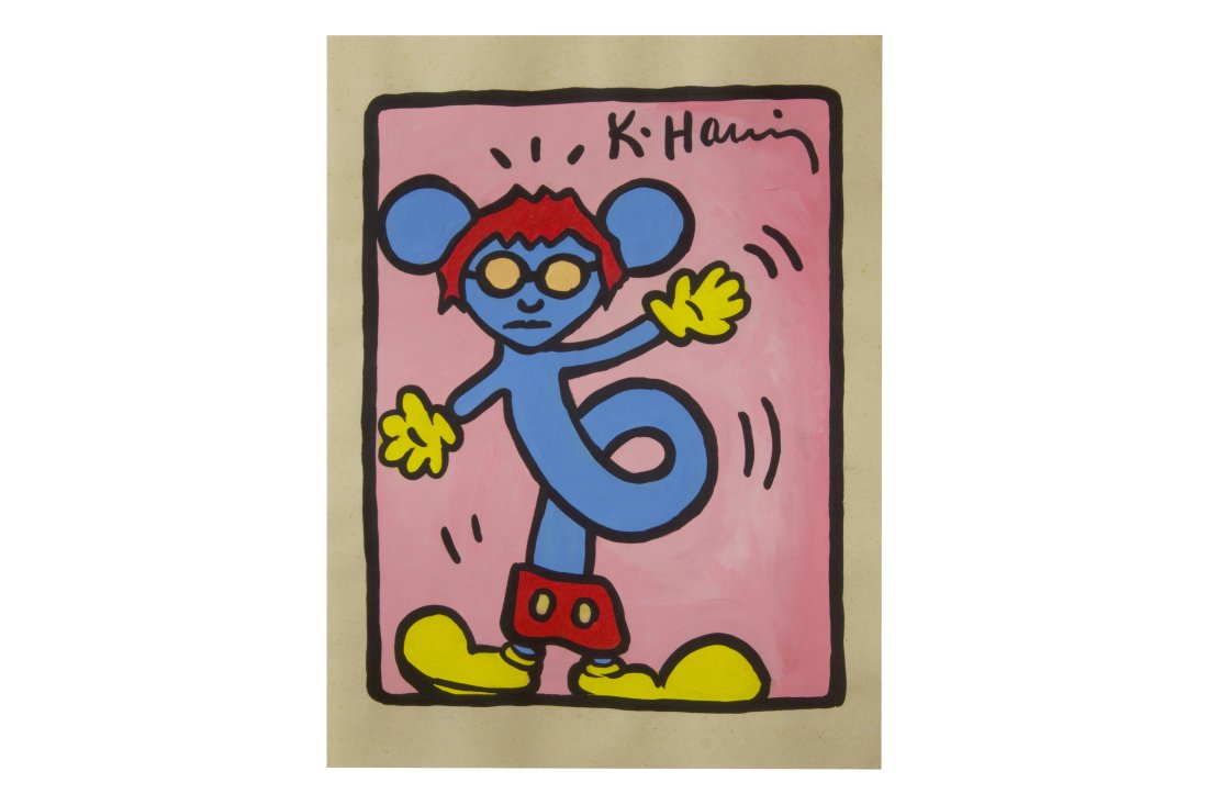 RARE Keith Haring Authentic Drawing on Vintage Paper SIGNED and Stamped by Haring Estate: RARE Keith Haring Authentic Drawing on Vintage Paper SIGNED and Stamped by Haring Estate