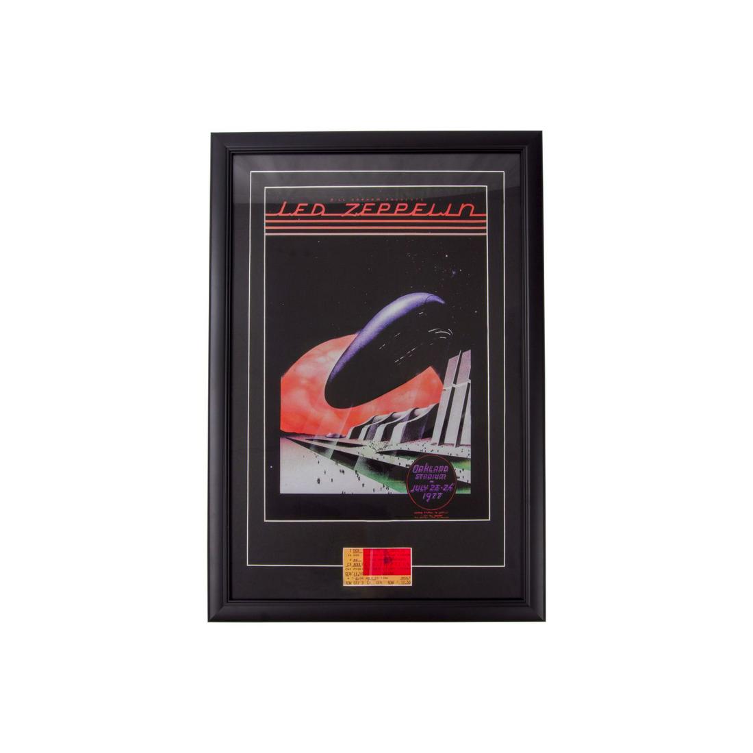 Led Zeppelin 1977 Oakland Concert Poster & Original Ticket Set Framed (1 of 1)