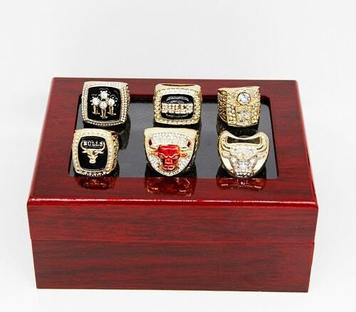 6pcs/set Chicago Bulls Championship Rings Size 11 In wood Box Collections (1 of 1)