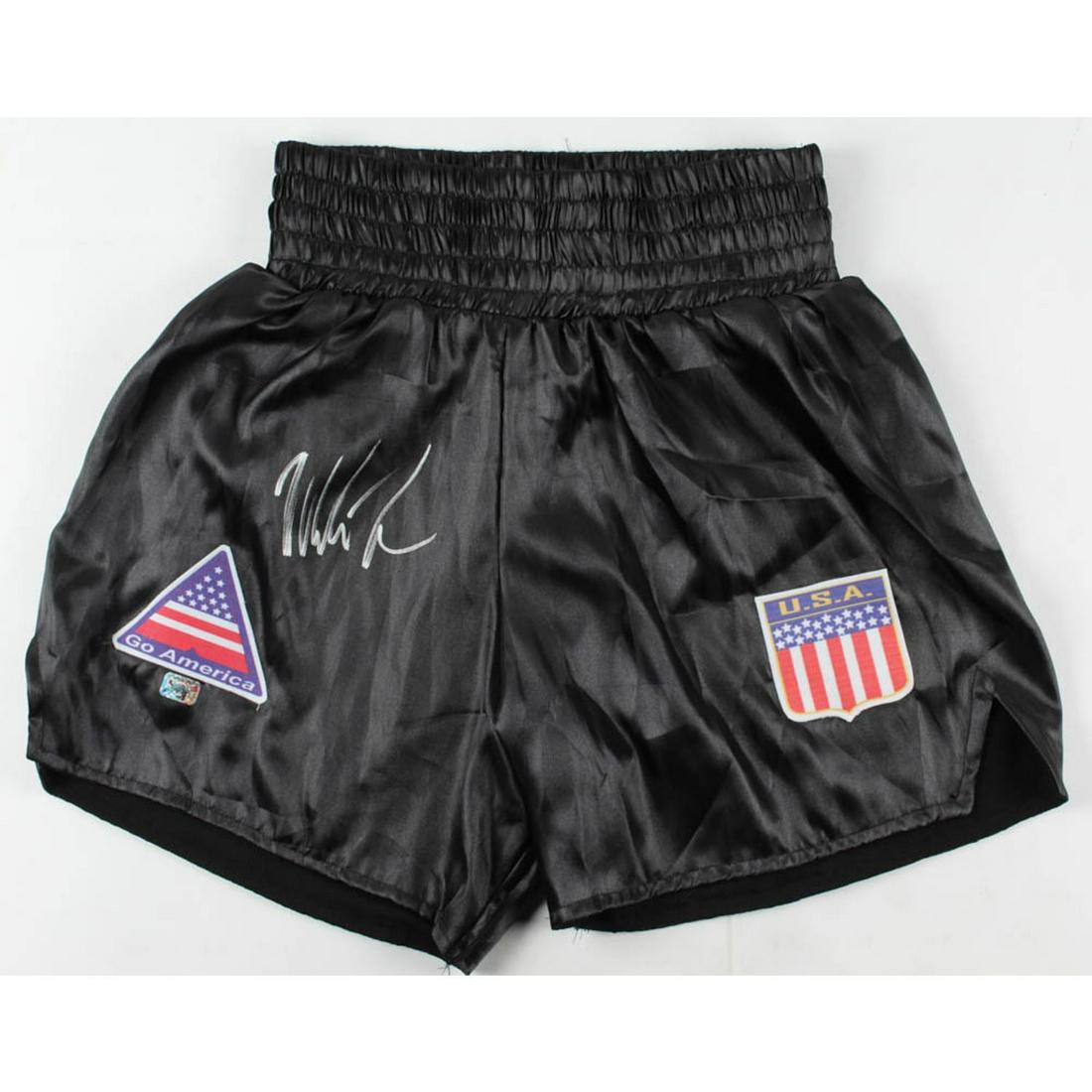 Mike Tyson Signed Boxing Trunks (BAS COA): Mike Tyson Signed Boxing Trunks (BAS COA )
