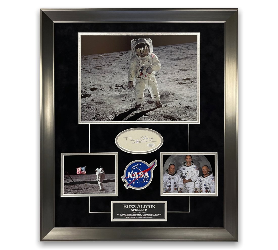 Buzz Aldrin Signed Autographed Cut Collage Framed JSA: Buzz Aldrin Signed Autographed Cut Collage Framed JSA