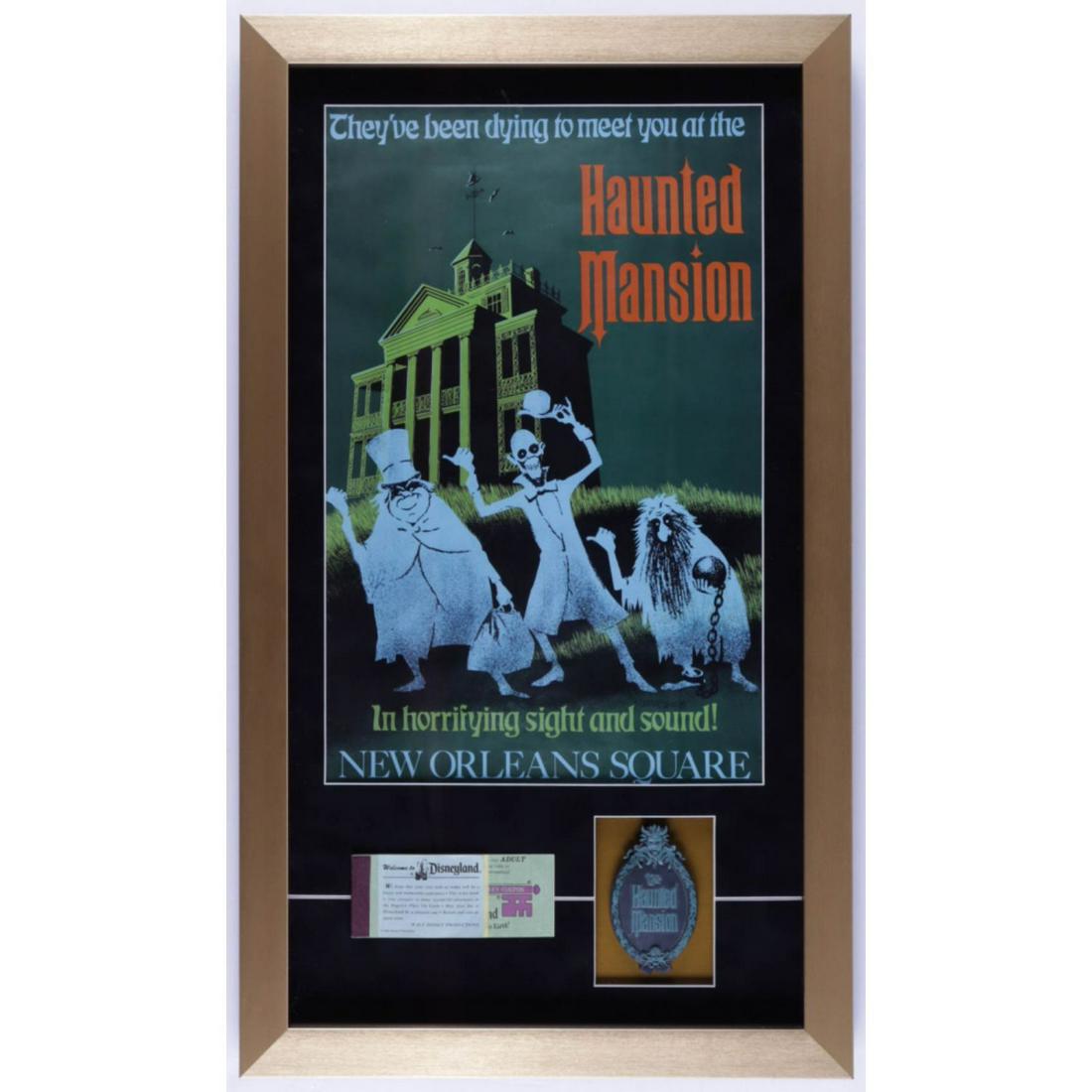 Vintage Disneyland Haunted Mansion 15x26 Custom Framed Print Display with Ticket Book & Resin Emblem: Vintage Disneyland Haunted Mansion 15x26 Custom Framed Print Display with Ticket Book & Resin Emblem