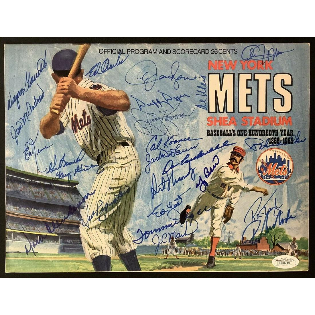 1969 Mets Team Signed Program Baseball Berra Koonce Agee +21 Sigs (JSA LOA): 1969 Mets Team Signed Program Baseball Berra Koonce Agee +21 Sigs (JSA LOA)