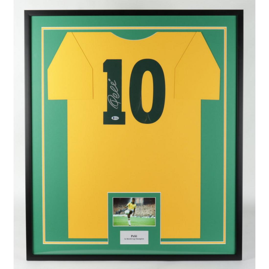 Pele Signed 29x34 Custom Framed Cut Display (Beckett Hologram): Pele Signed 29x34 Custom Framed Cut Display (Beckett Hologram)