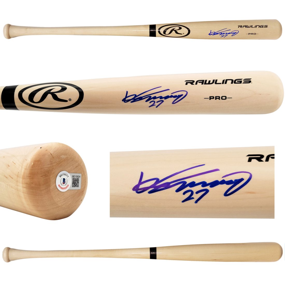 VLADIMIR GUERRERO SR. SIGNED BLONDE RAWLINGS PRO BAT EXPOS (BAS COA): VLADIMIR GUERRERO SR. SIGNED BLONDE RAWLINGS PRO BAT EXPOS (BAS COA)