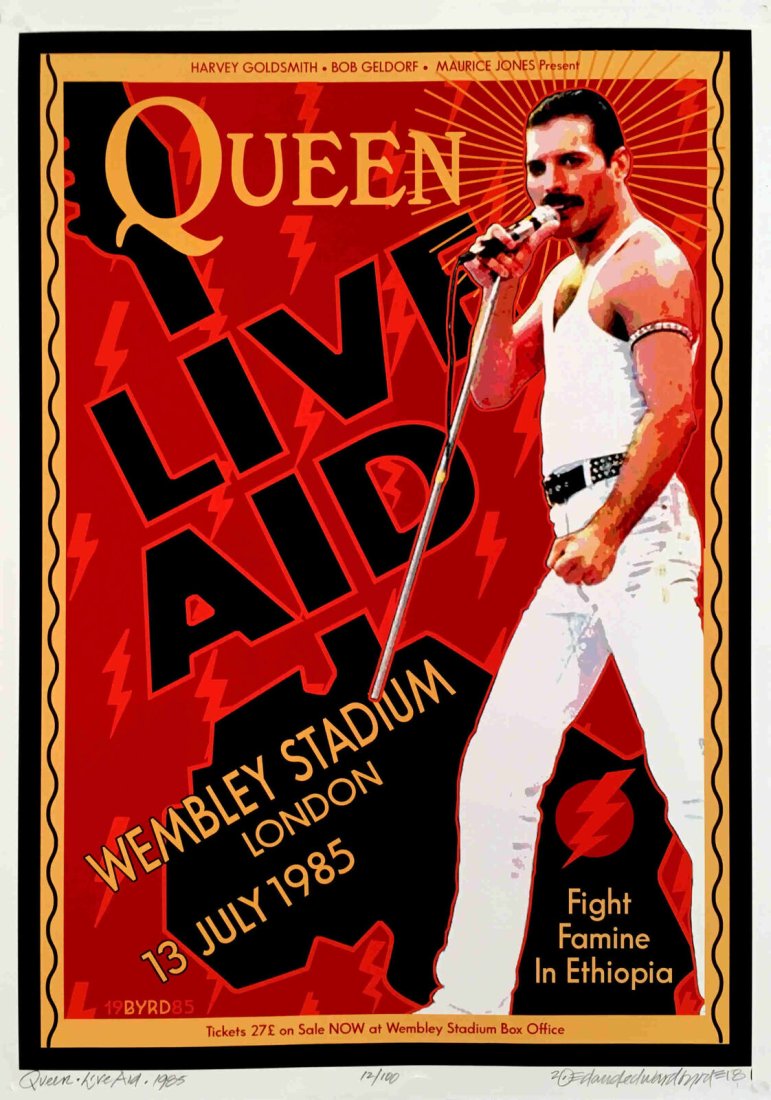 QUEEN Live Aid Poster Wembley 1985 New Tribute Hand-Signed David Byrd S/N COA: QUEEN Live Aid Poster Wembley 1985 New Tribute Hand-Signed David Byrd S/N COA