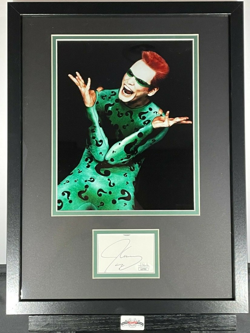 Jim Carrey Signed Auto 12x16 Framed Photo & Cut JSA COA Riddler Batman (1 of 1)