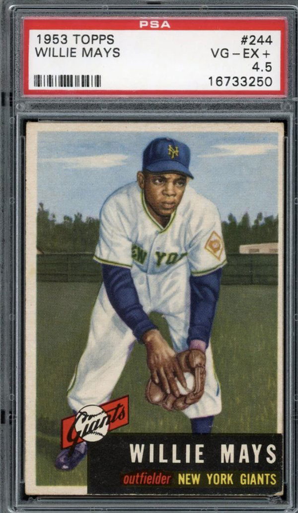 1953 Topps #244 Willie Mays Short Print HOF New York Giants PSA 4.5 (1 of 2)