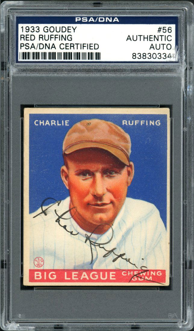 Red Ruffing Autographed 1933 Goudey Rookie Card #56 Vintage PSA/DNA (1 of 2)