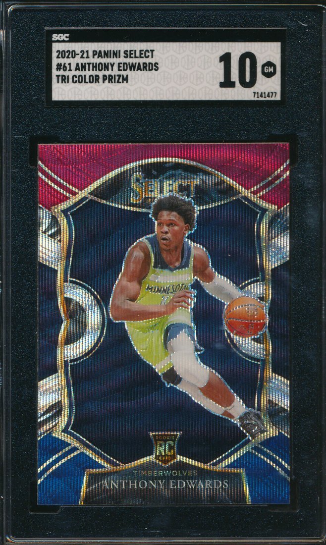 2020 Select Tri Color Prizm #61 Anthony Edwards RC SGC 10 (1 of 2)