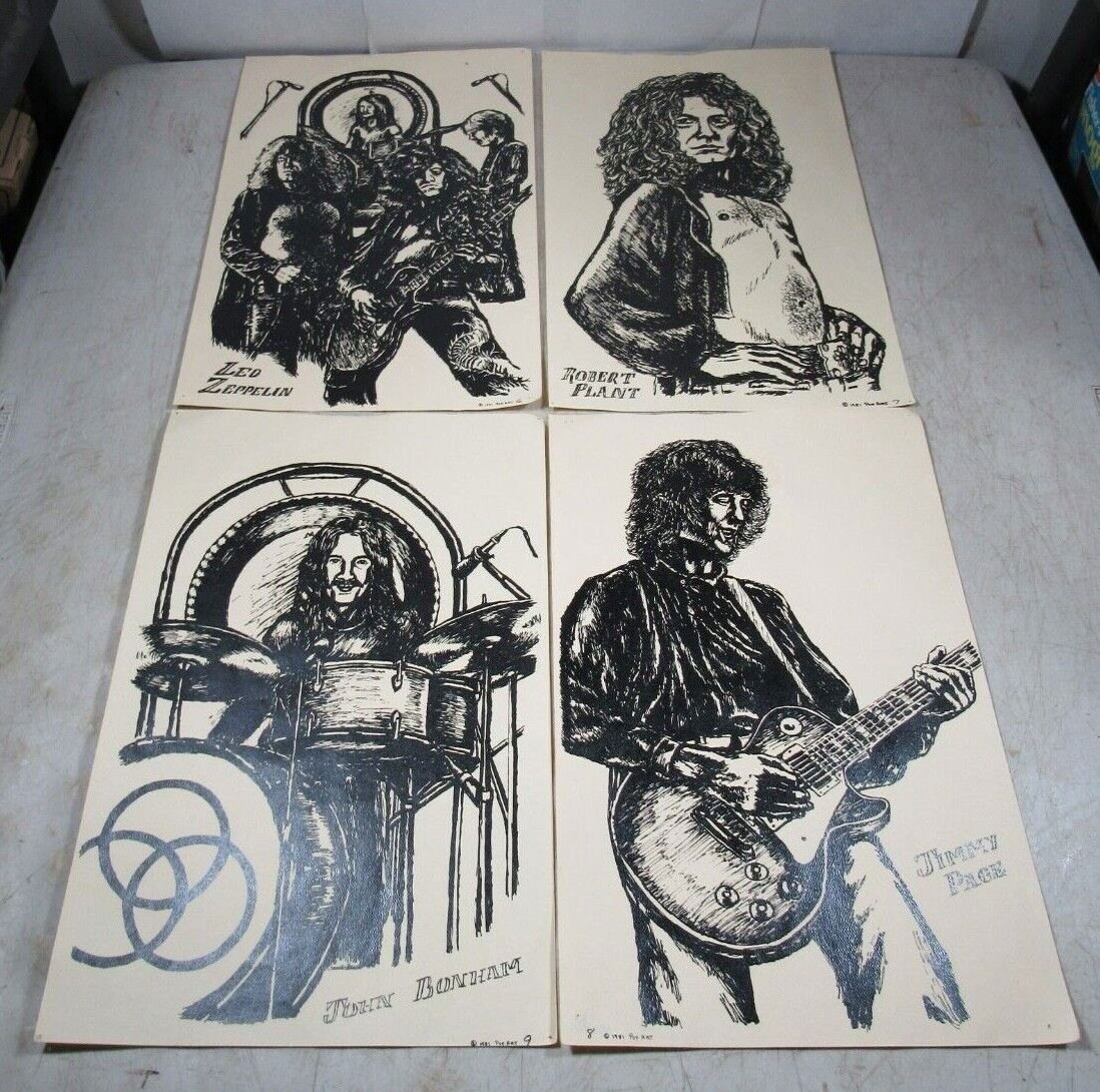 1981 Led Zeppelin Pop Art 4 Vintage Posters Robert Plant Jimmy Page John Bonham: 1981 Led Zeppelin Pop Art 4 Vintage Posters Robert Plant Jimmy Page John Bonham