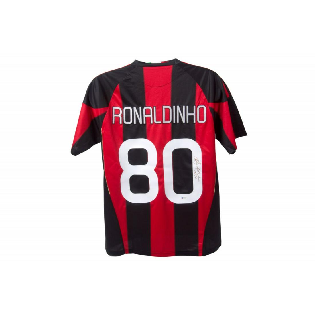 Ronaldinho Signed AC Milan Jersey Inscribed "Rio" (Beckett COA): Ronaldinho Signed AC Milan Jersey Inscribed "Rio" (Beckett COA)