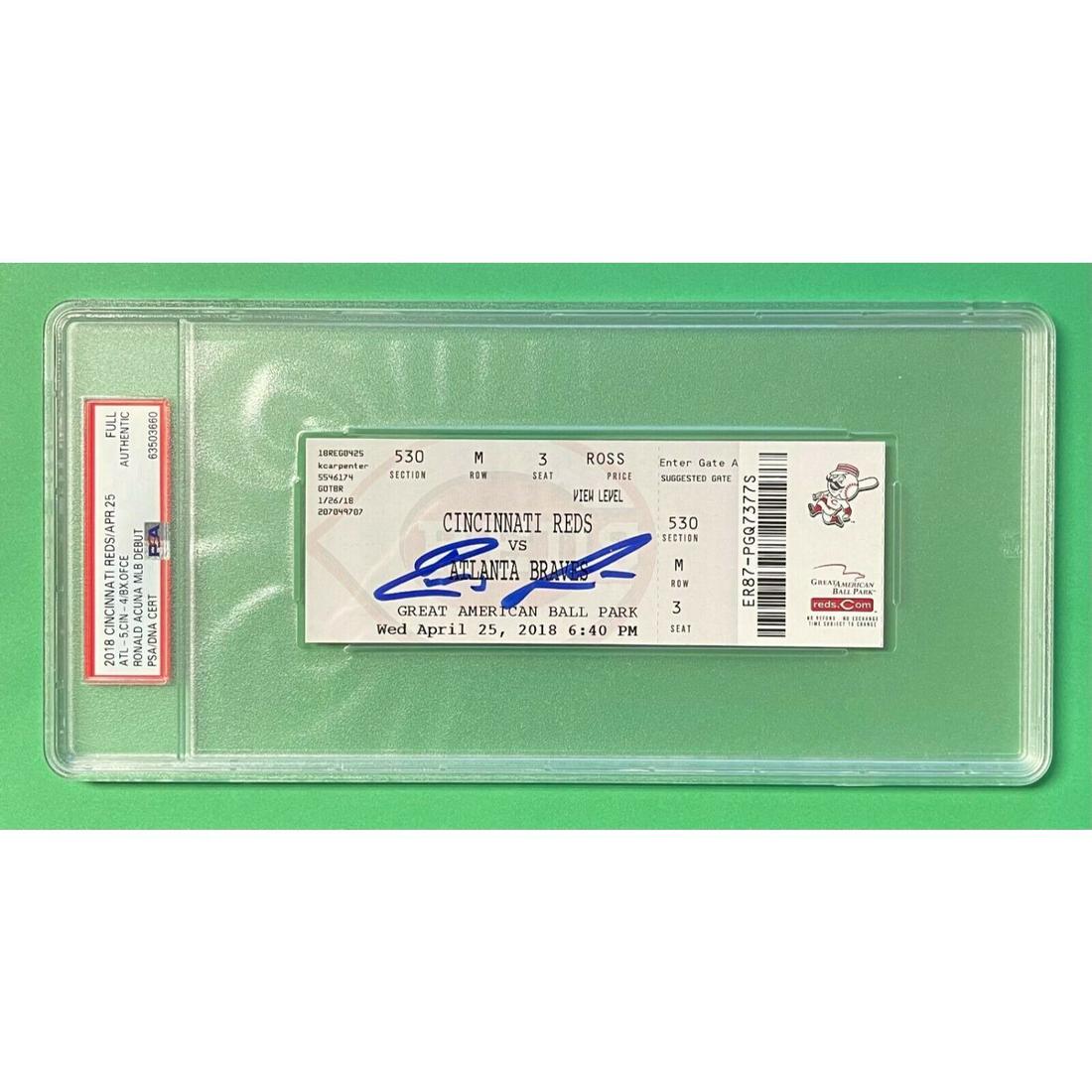 RONALD ACUNA JR. 2018 SIGNED DEBUT TICKET PSA AUTHENTIC (1 of 2)