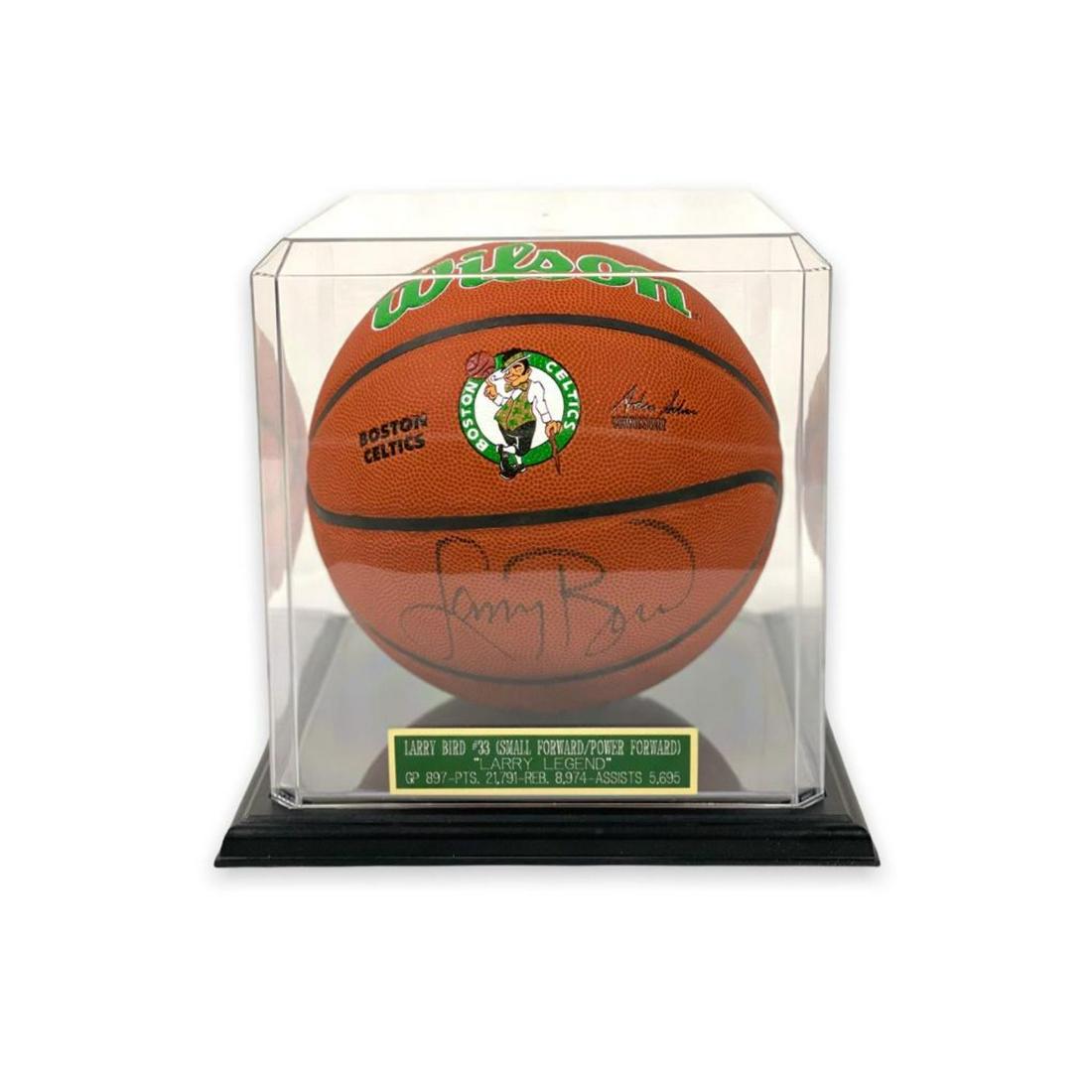 Larry Bird Signed NBA Basketball with Display Case (PSA COA & Bird Hologram) (1 of 1)