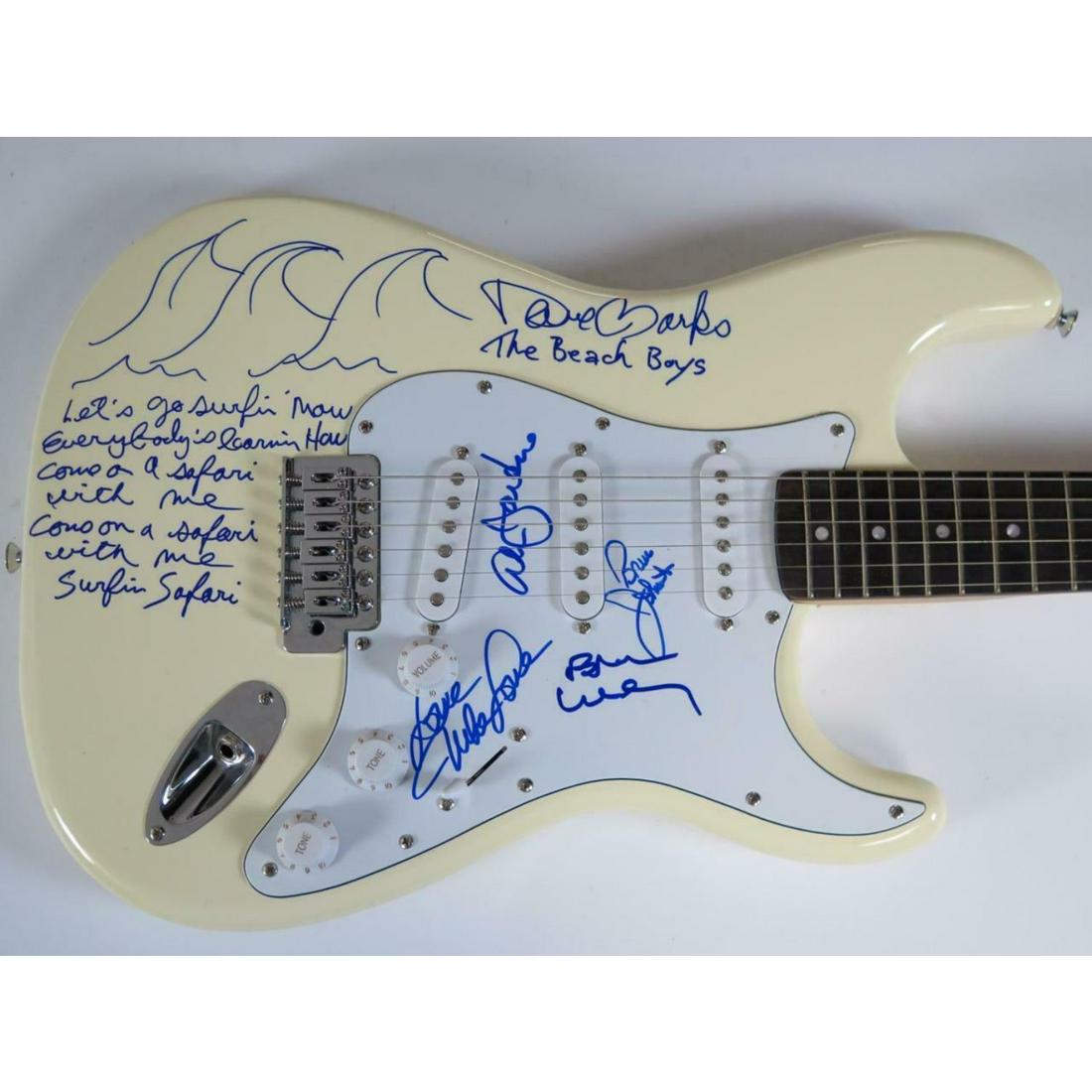 RARE Brian Wilson THE BEACH BOYS Signed Guitar by All 5 w/ Lyrics (JSA LOA) (1 of 3)