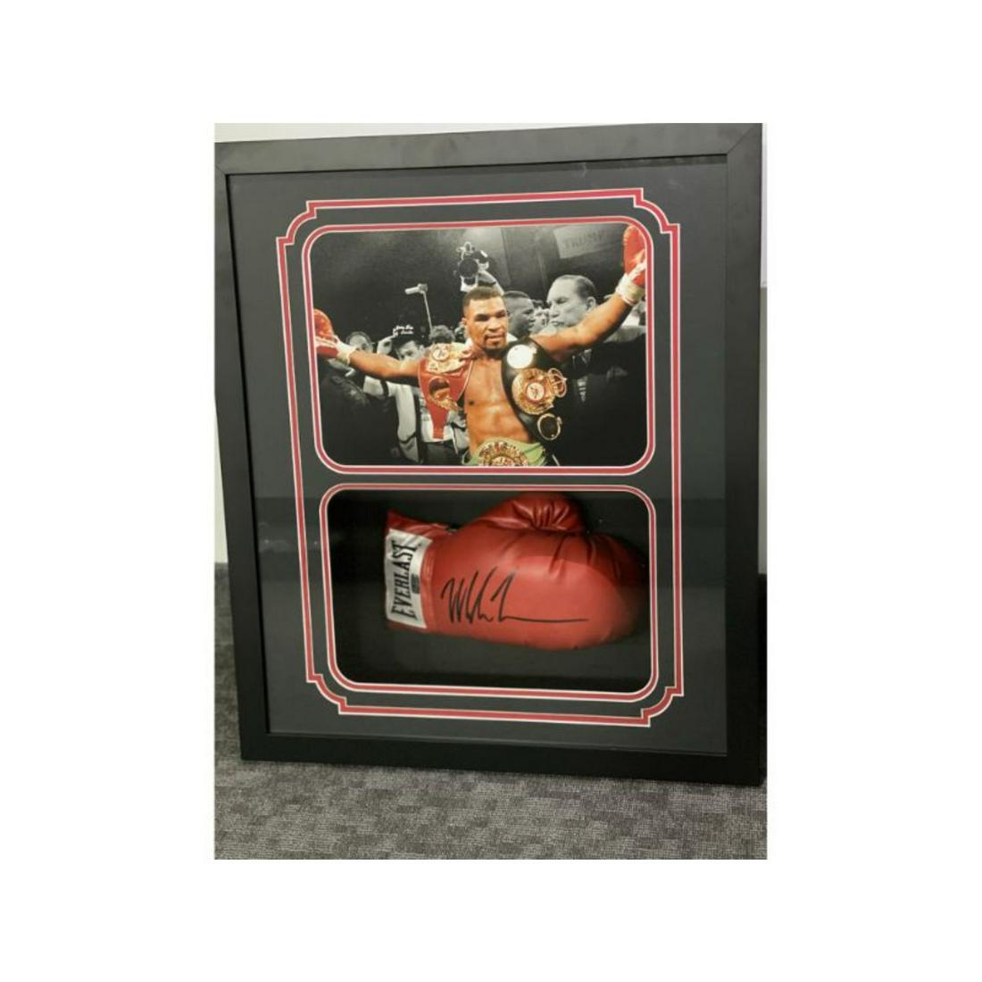 Mike Tyson Signed Custom Framed Boxing Glove: Mike Tyson Signed Custom Framed Boxing Glove Fiterman COA