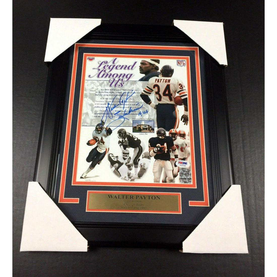 WALTER PAYTON SIGNED CHICAGO BEARS 8X10 PHOTO FRAMED SIGNED AUTO (PSA COA) (1 of 1)