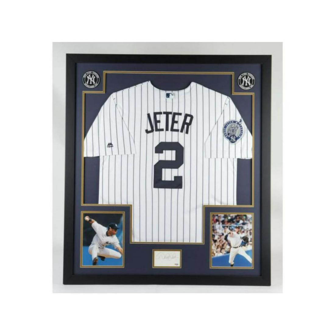 Derek Jeter Signed 34x39 Custom Framed Cut Display (PSA Hologram) (1 of 1)
