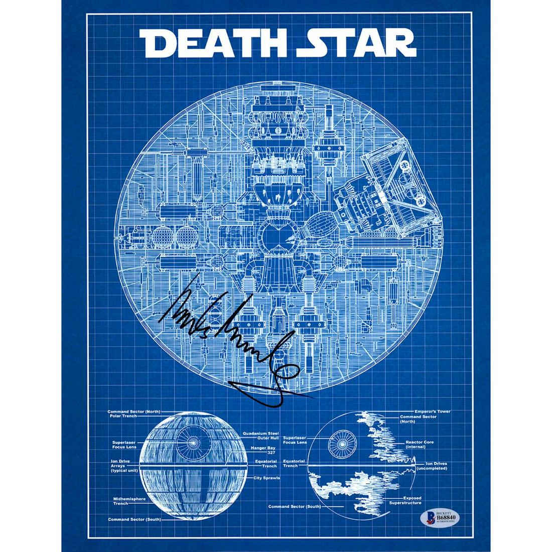 Mads Mikkelsen Signed 11x14 Star Wars Rogue One Death Star Blueprint (BAS COA) (1 of 1)
