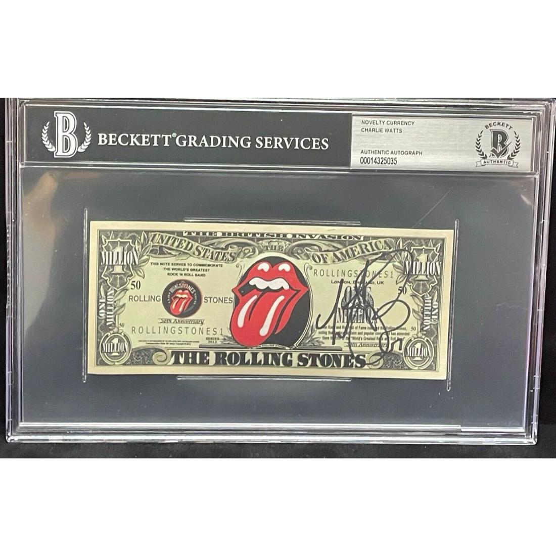 CHARLIE WATTS Signed Autograph Novelty Currency Slabbed ROLLING STONES BAS (1 of 1)