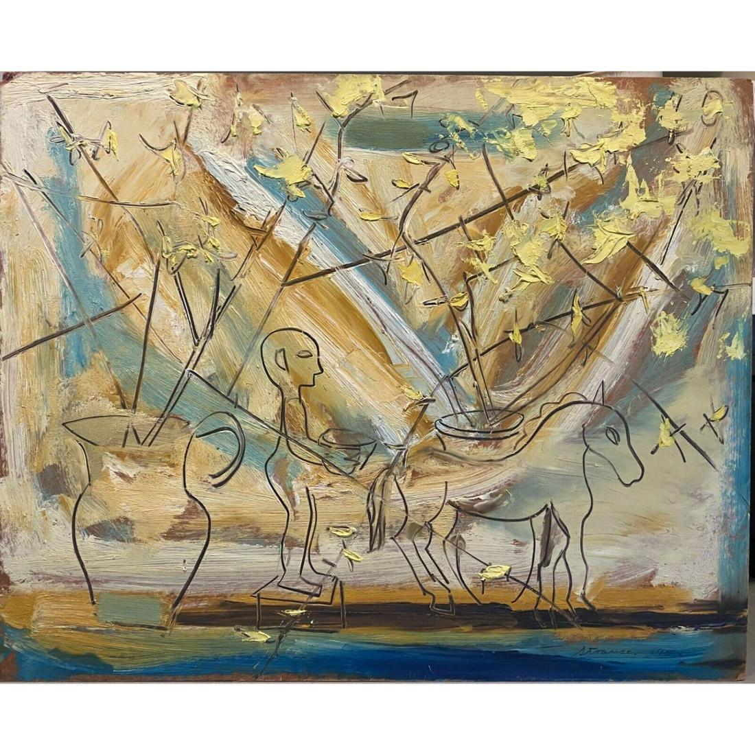 Sterling Boyd Strauser - Still Life with Horse and Flowers 1955 Oil on Masonite (1 of 4)