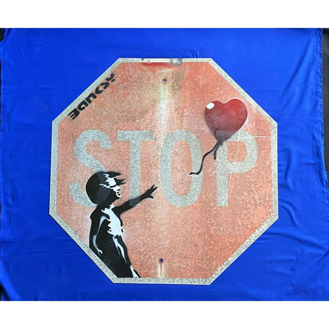 2003 Banksy Street Sign Original Painting Balloon Girl (1 of 2)