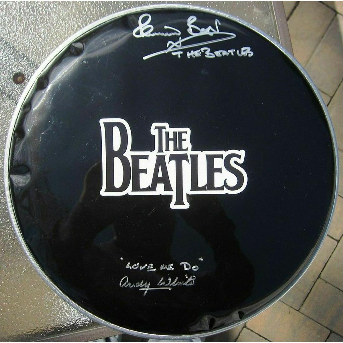 The Beatles 2x Signed Drumhead Drum Head Pete Best Andy White (PSA COA) (1 of 1)