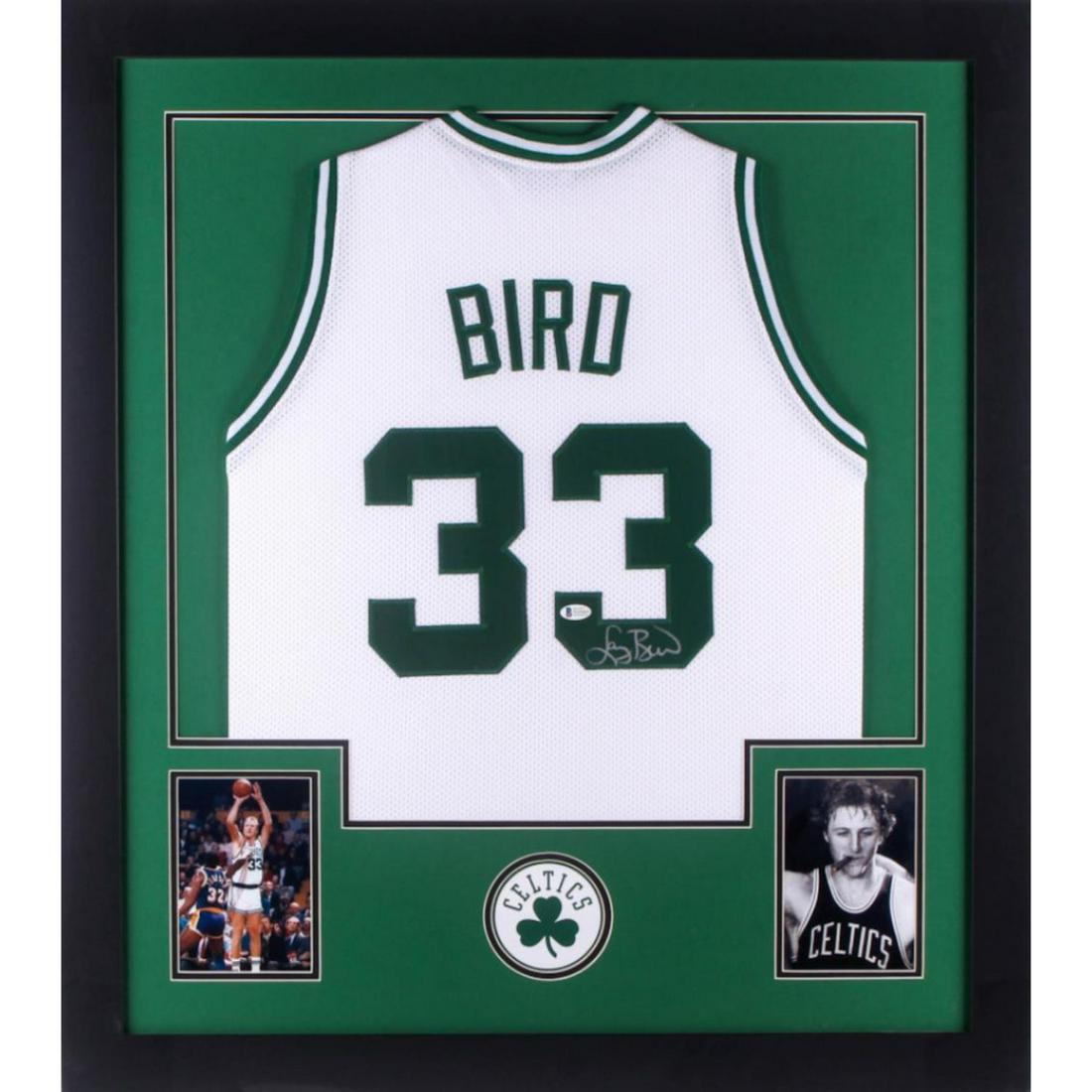Larry Bird Signed 32x35 Custom Framed Jersey (Beckett COA) (1 of 1)