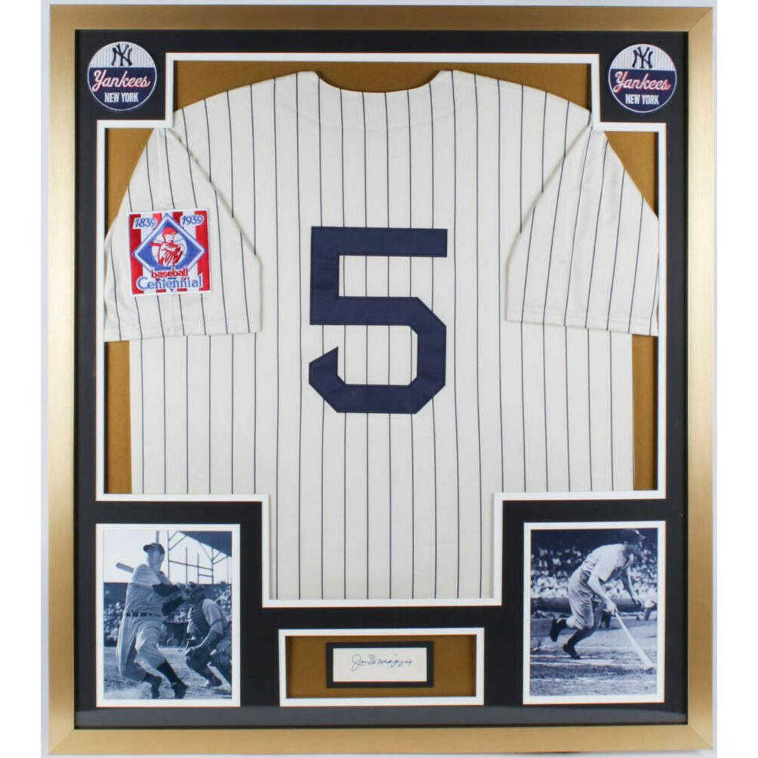 JOE DIMAGGIO Signed & Framed Autographed Cut Display w/ Yankees Jersey (JSA LOA) (1 of 2)