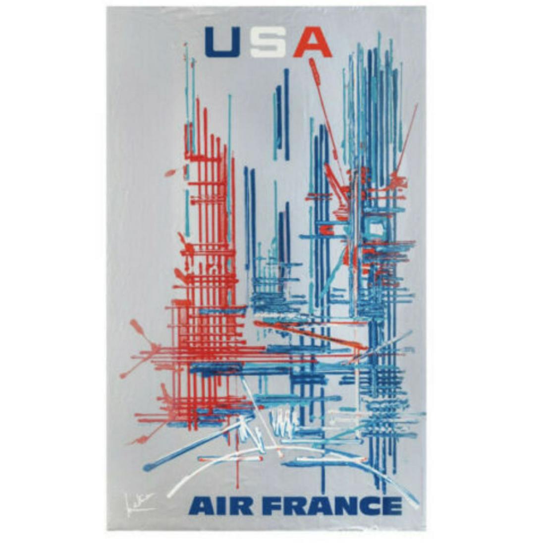 Original Vintage Travel Poster AIR FRANCE 1960s Georges Mathieu USA (24x39): Original Vintage Travel Poster AIR FRANCE 1960s Georges Mathieu USA (24x39)
