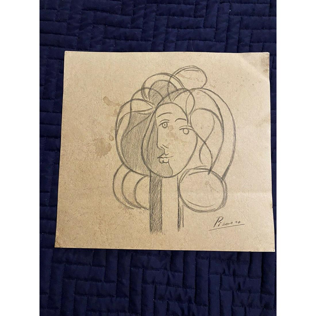 RARE PICASSO SIGNED SKETCH WITH GALLERY STAMP (1 of 2)