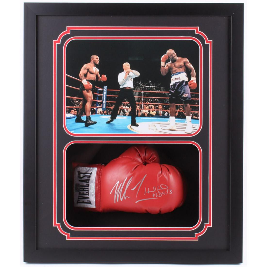 Mike Tyson & Evander Holyfield Signed 22.5x26.25x4.5 Custom Framed Shadowbox Display (JSA COA) (1 of 1)