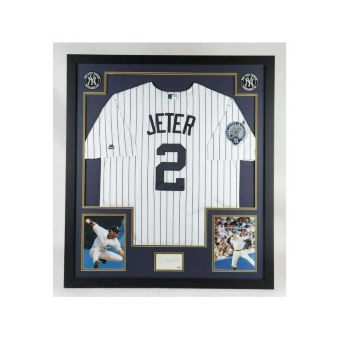 Derek Jeter Signed 34x39 Custom Framed Cut Display (PSA Hologram) (1 of 1)
