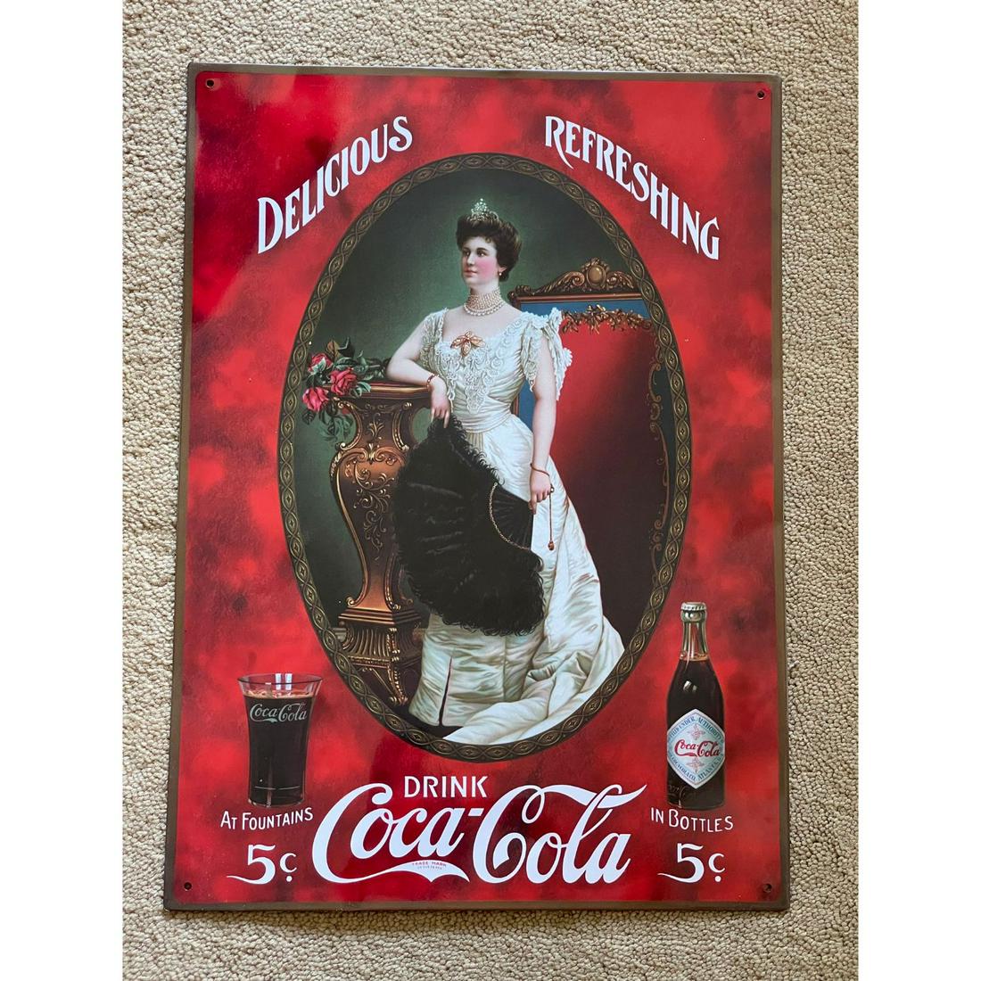 RARE VINTAGE COCA-COLA SIGN LILIAN NORDICA: RARE VINTAGE COCA-COLA SIGN LILIAN NORDICA
