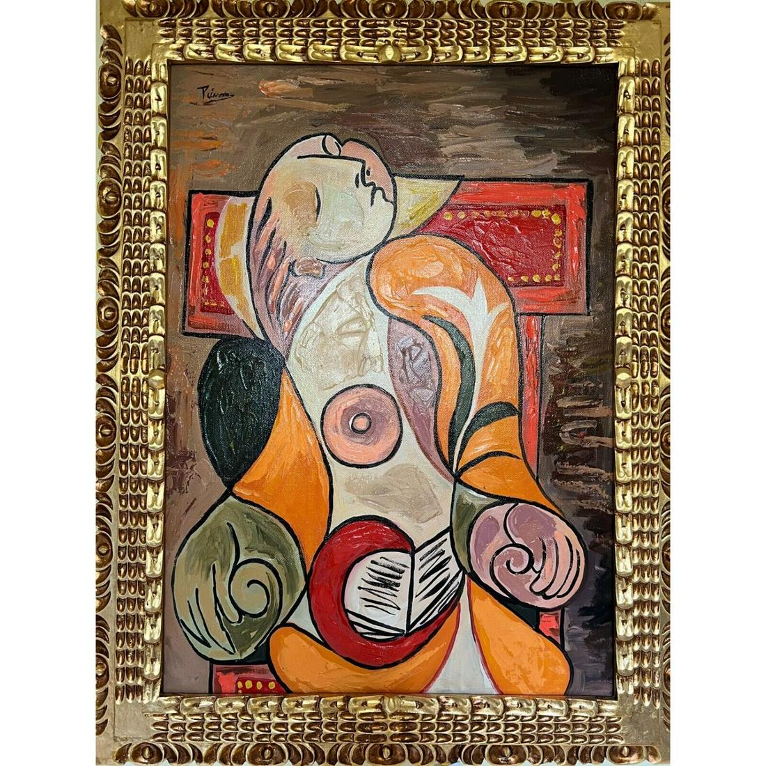 RARE Pablo Picasso painting, oil on canvas, signed, stamped and framed: Pablo Picasso painting, oil on canvas, signed, stamped and framed