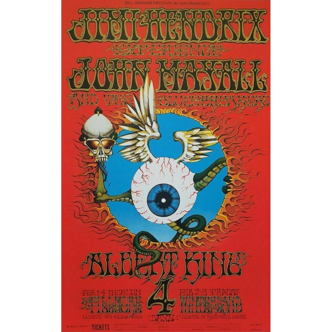 JIMI HENDRIX EXPERIENCE 1968 TOUR FILLMORE WEST / WINTERLAND 7th PRINT POSTER (1 of 1)