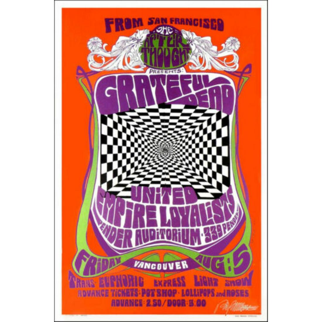 Grateful Dead Poster Vancouver 1966 Nice Signed Artists Print by Bob Masse w COA (1 of 1)