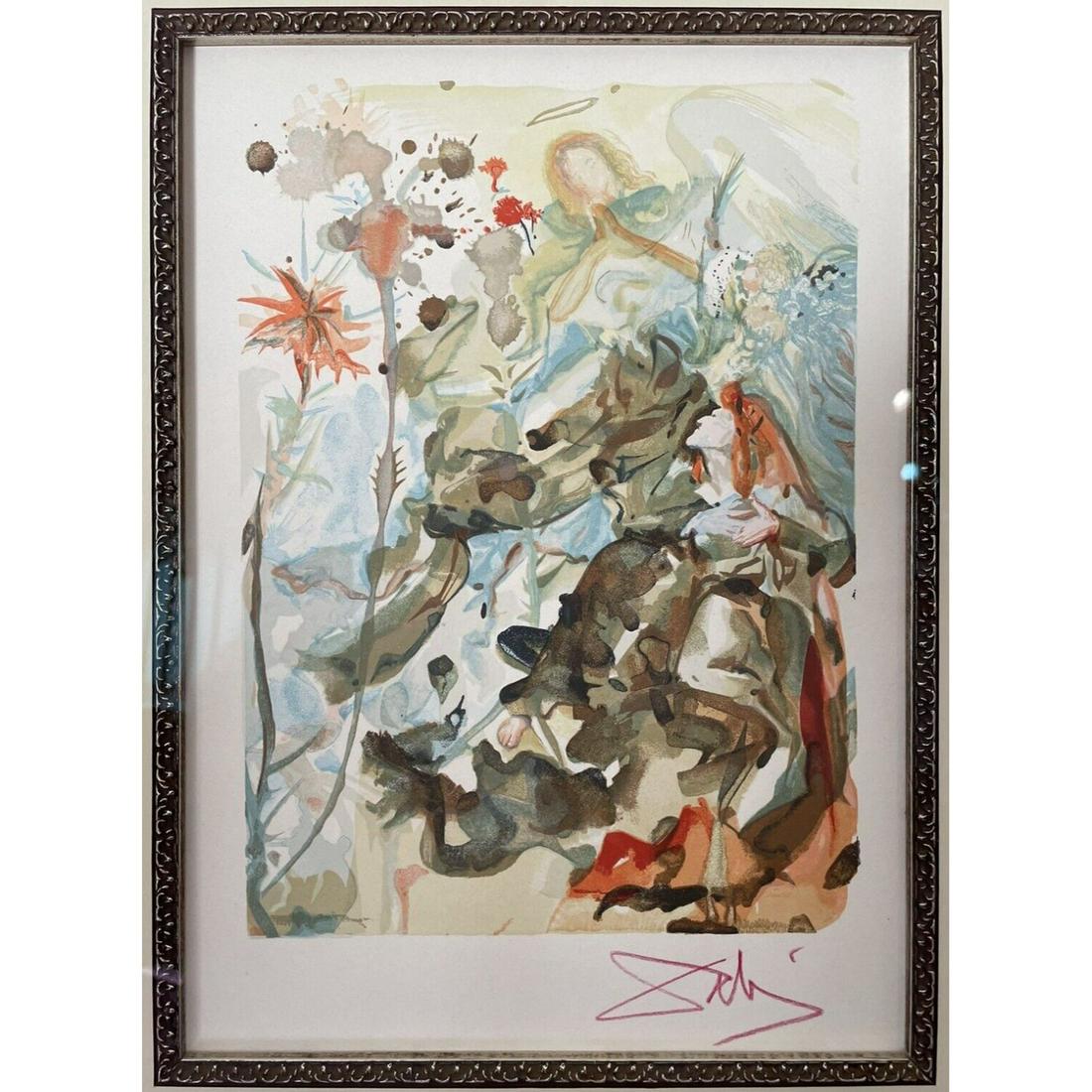 Original Salvador Dali Signed DIVINE COMEDY PARADISE #25 Color Woodcut Framed (24â€ x 21â€): Original Salvador Dali Signed DIVINE COMEDY PARADISE #25 Color Woodcut Framed (24” x 21”)