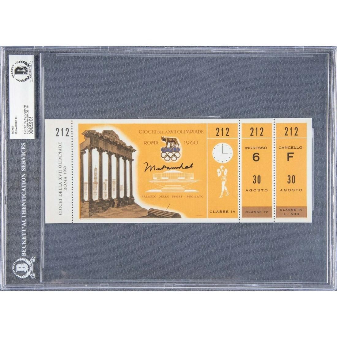 Muhammad Ali Signed 1960 Rome Olympics Full Ticket Beckett Graded GEM MINT 10: Muhammad Ali Signed 1960 Rome Olympics Full Ticket Beckett Graded GEM MINT 10